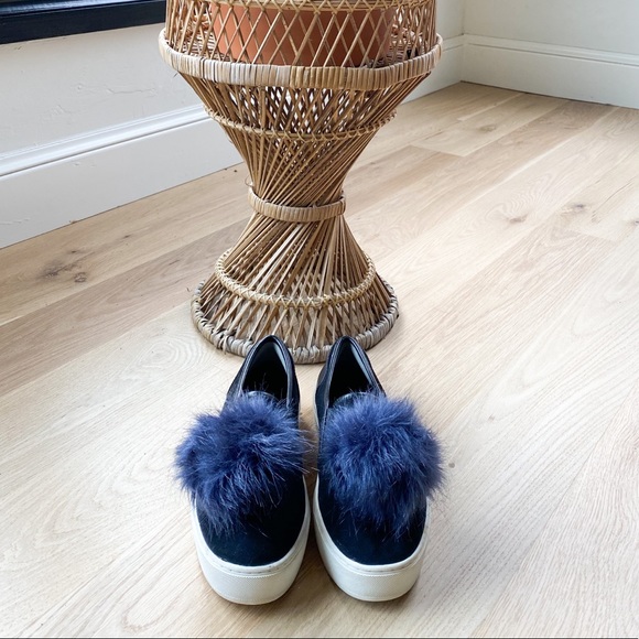 Rebecca Minkoff Shoes - REBECCA MINKOFF fuzzy blue pompom slip on sneaker